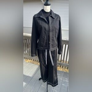 SET! MixIt Stretch Black Jacket & Wide Pants w/ Belt​​​